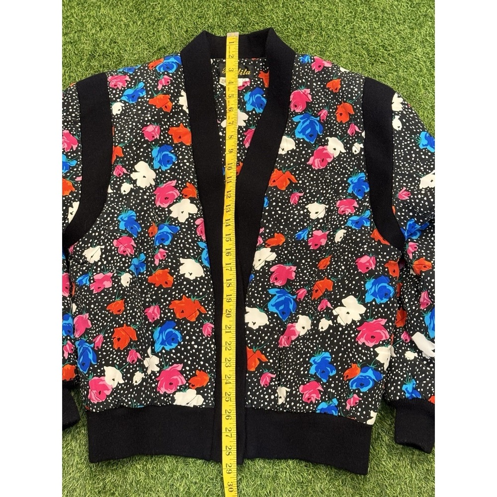 Vintage Perlita Jacket Women Large Black Floral 100% Silk 80s 90s Retro - Picture 8 of 13